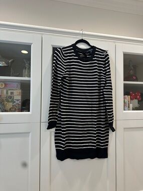 EUC French Connection Striped Knit Dress Bows Down the Back 10